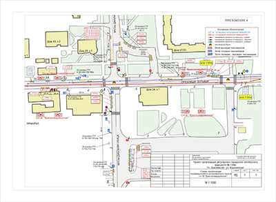 Схема организации движения подвижного состава и размещения мест посадки-высадки пассажиров на промежуточном остановочном пункте регулярного автобусного маршрута